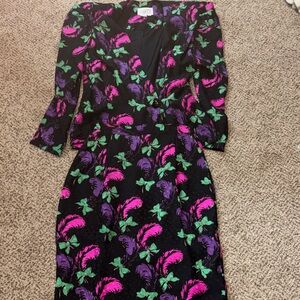 Vintage 100% Silk Blazer and Skirt Bow Feather 8